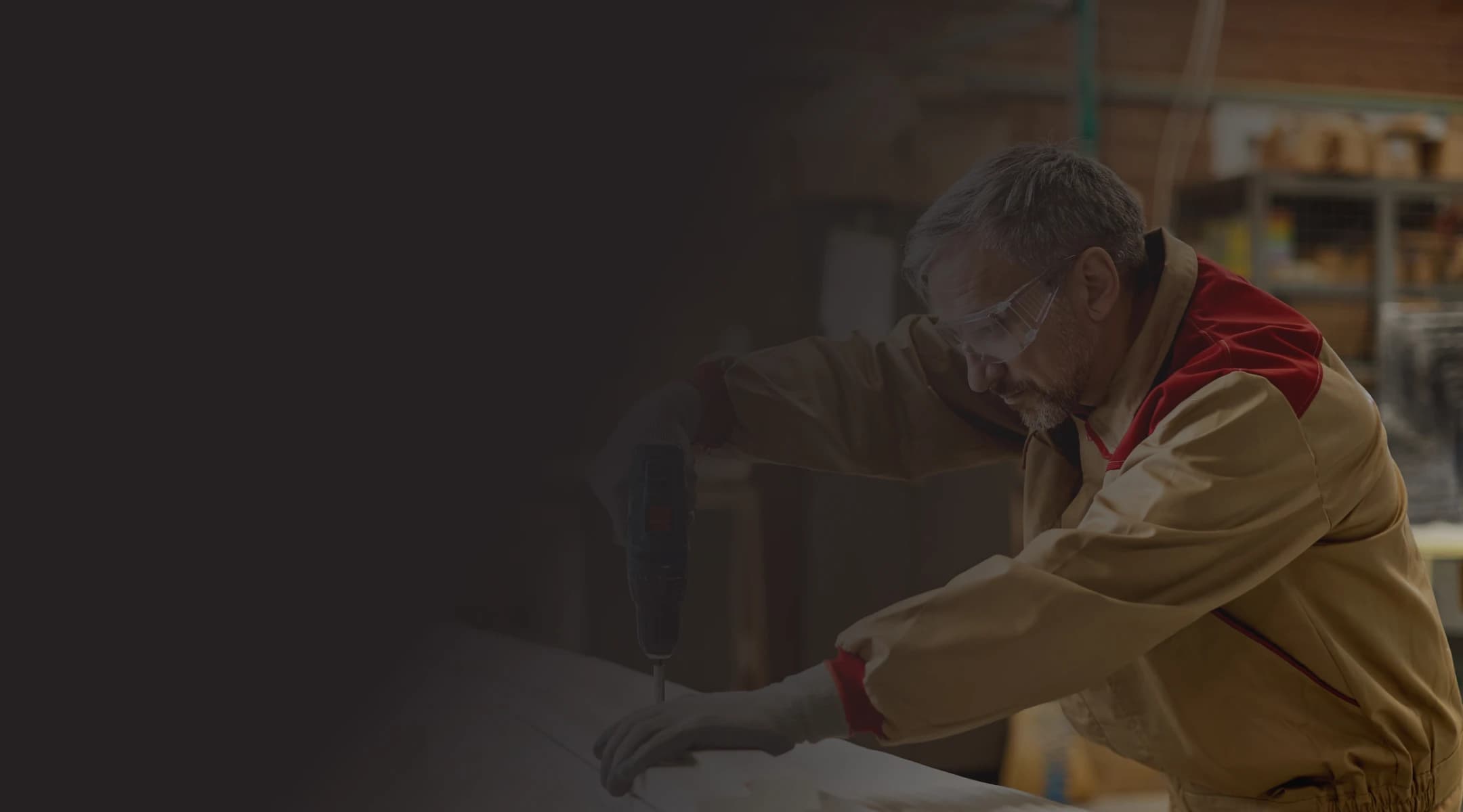 Person woodworking with power tools.