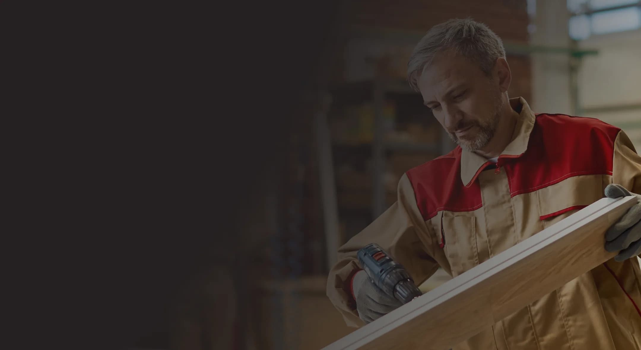 Person woodworking with power tools.